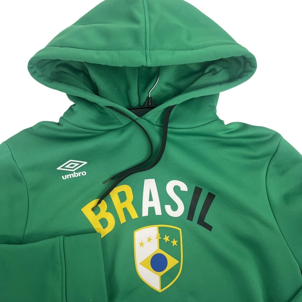 Umbro Brazil Sweatshirt M Green Soccer Football Hoodie Pullover Brasil